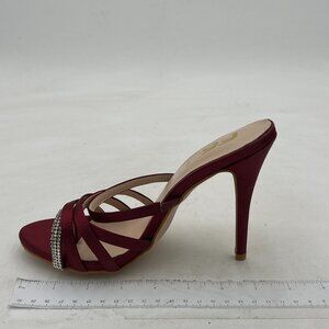 FSJ Women's Rhinestone Strappy Heel Mules